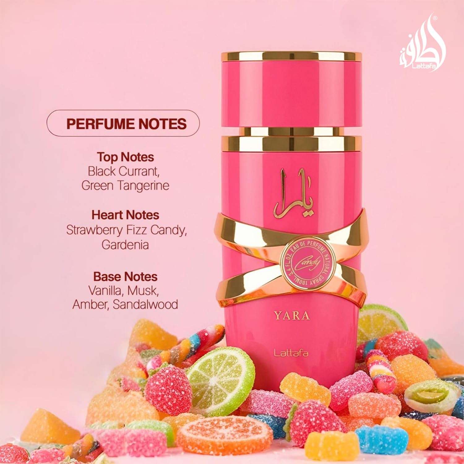 Yara Candy - Vanilla, Fruity, Citrus, Floral - Eau De Parfum Long-Lasting Fragrance for Women, 3.40 Ounce / 100 Ml